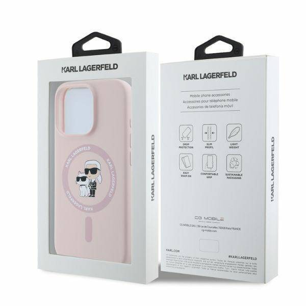 Karl Lagerfeld KLHMP16LSCMKCRHP iPhone 16 Pro różowy/pink HC MagSafe Silicone KC Heads Ring