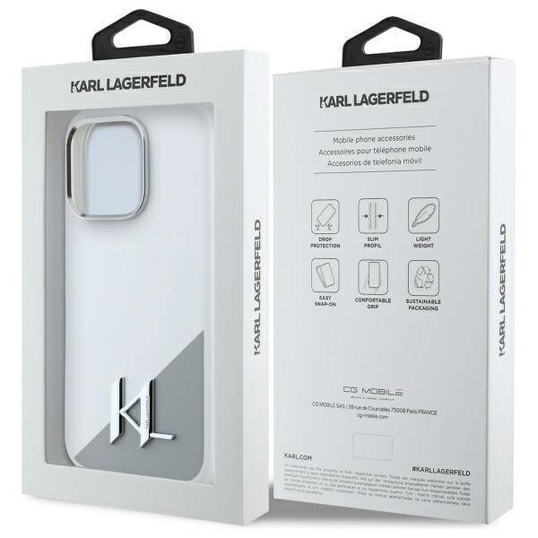 Karl Lagerfeld KLHMP16LSCMKMPCH iPhone 16 Pro 6.3" biały/white hardcase Silicone Shadow Metal Initial MagSafe