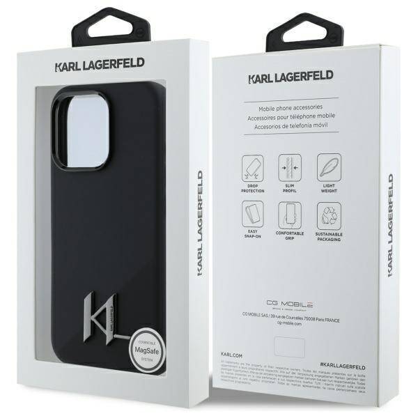 Karl Lagerfeld KLHMP16LSCMKMPCK iPhone 16 Pro 6.3" czarny/black hardcase Silicone Shadow Metal Initial MagSafe