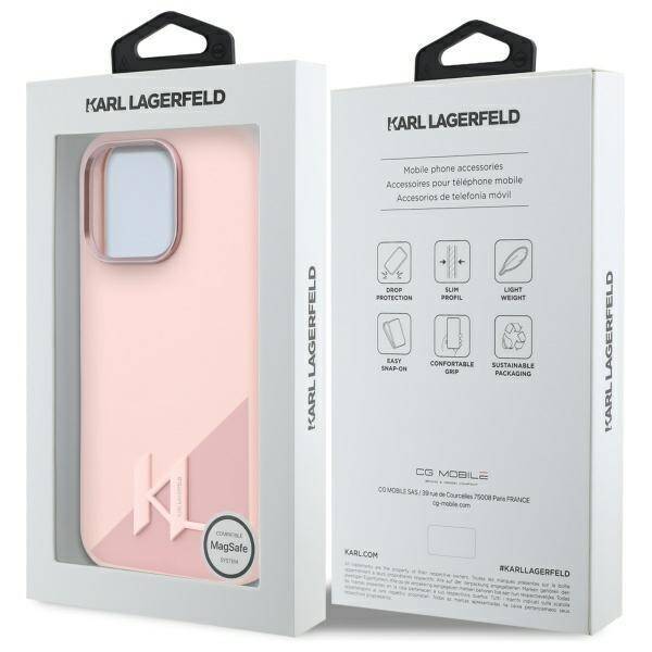 Karl Lagerfeld KLHMP16LSCMKMPCP iPhone 16 Pro 6.3" różowy/pink hardcase Silicone Shadow Metal Initial MagSafe