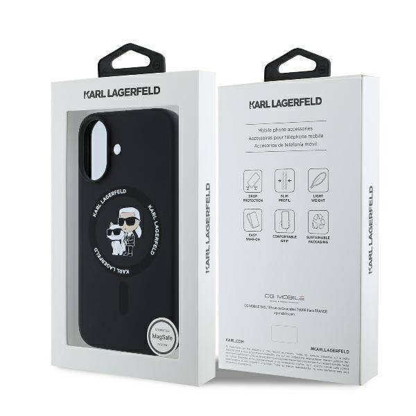 Karl Lagerfeld KLHMP16MSCMKCRHK iPhone 16 Plus 6.7" czarny/black hardcase Silicone Karl&Choupette Ring MagSafe