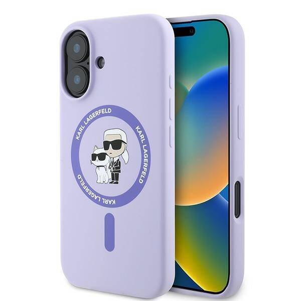 Karl Lagerfeld KLHMP16MSCMKCRHU iPhone 16 Plus fioletowy/purple HC MagSafe Silicone KC Heads Ring