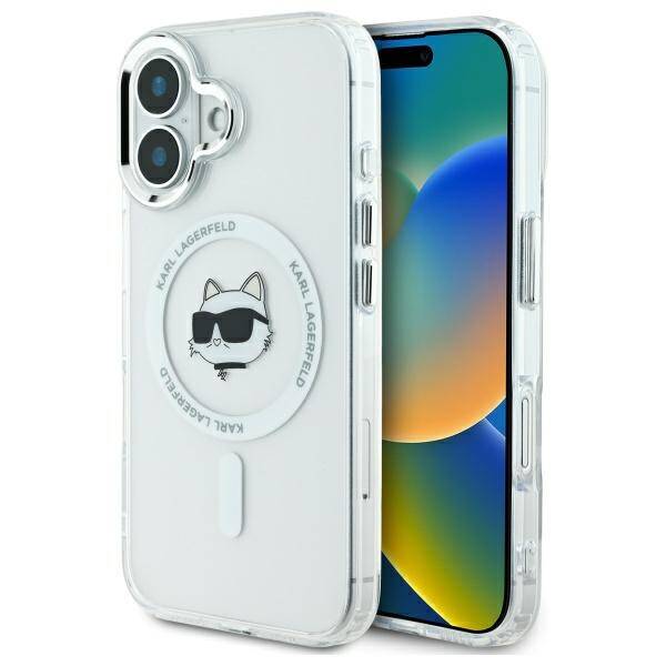 Karl Lagerfeld KLHMP16SHLSCHH iPhone 16 6.1" biały/white hardcase IML Metal Choupette Head MagSafe