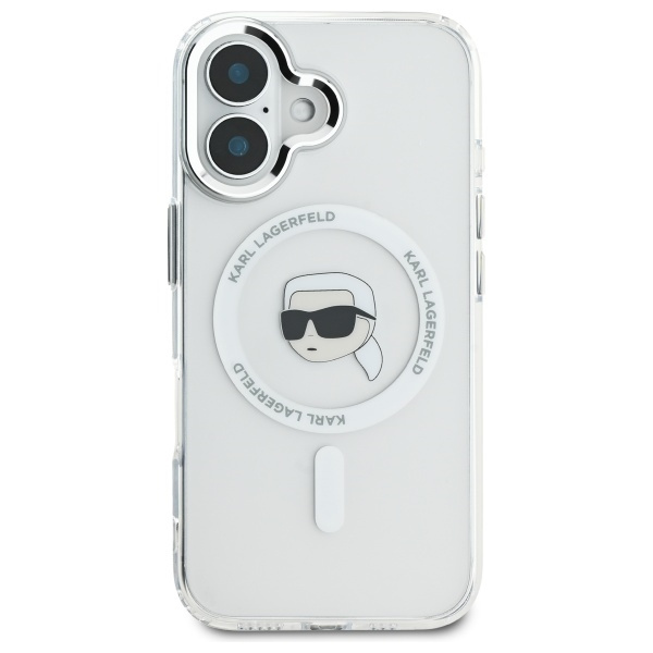 Karl Lagerfeld KLHMP16SHLSKIH iPhone 16 6.1" biały/white hardcase IML Metal Karl Head MagSafe