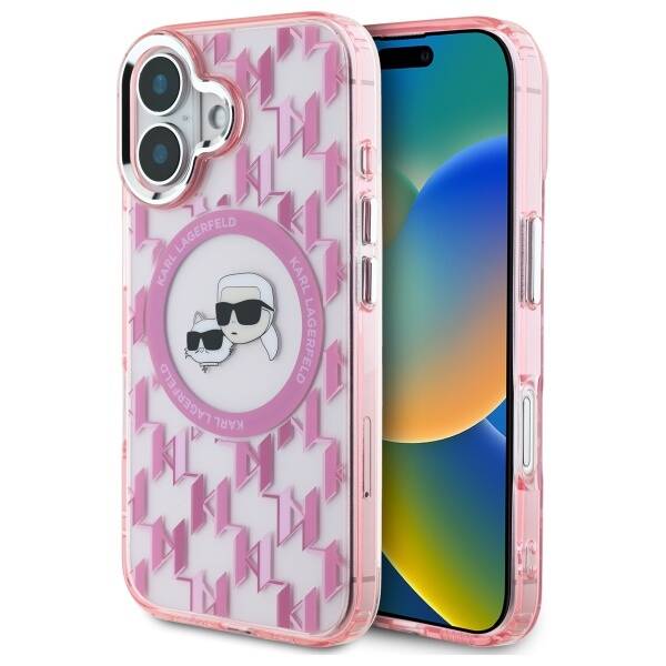 Karl Lagerfeld KLHMP16SHMCKMHP iPhone 16 6.1" różowy/pink IML Monogram Karl&Choupette Head MagSafe