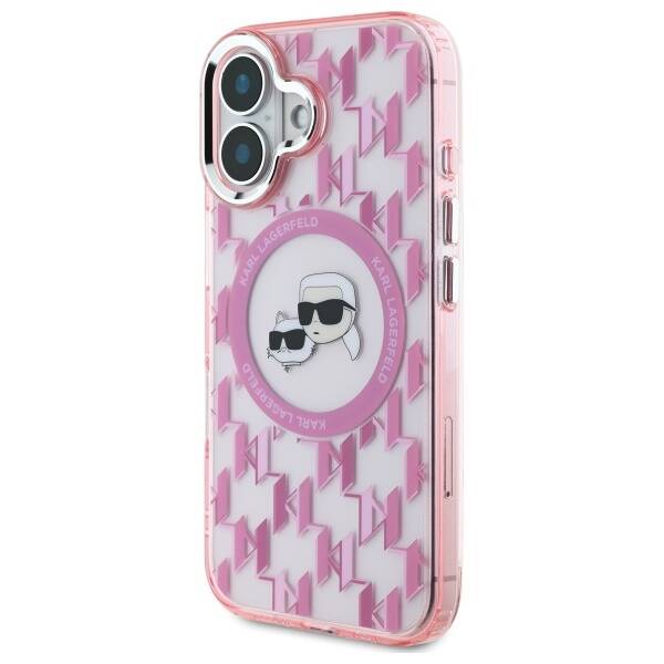 Karl Lagerfeld KLHMP16SHMCKMHP iPhone 16 6.1" różowy/pink IML Monogram Karl&Choupette Head MagSafe