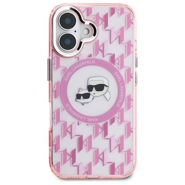 Karl Lagerfeld KLHMP16SHMCKMHP iPhone 16 6.1" różowy/pink IML Monogram Karl&Choupette Head MagSafe