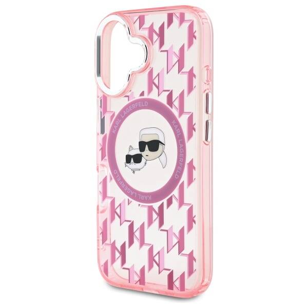 Karl Lagerfeld KLHMP16SHMCKMHP iPhone 16 6.1" różowy/pink IML Monogram Karl&Choupette Head MagSafe