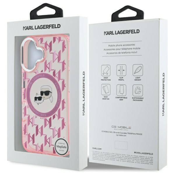 Karl Lagerfeld KLHMP16SHMCKMHP iPhone 16 6.1" różowy/pink IML Monogram Karl&Choupette Head MagSafe