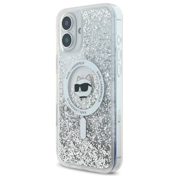 Karl Lagerfeld KLHMP16SLGCHSGH iPhone 16 6.1" hardcase transparent Liquid Glitter Choupette Head Magsafe