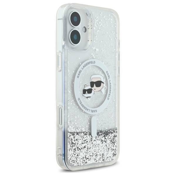 Karl Lagerfeld KLHMP16SLGKCSGH iPhone 16 6.1" hardcase transparent Liquid Glitter Karl&Choupette Head Magsafe