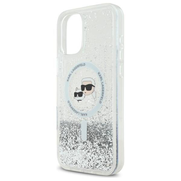 Karl Lagerfeld KLHMP16SLGKCSGH iPhone 16 6.1" hardcase transparent Liquid Glitter Karl&Choupette Head Magsafe