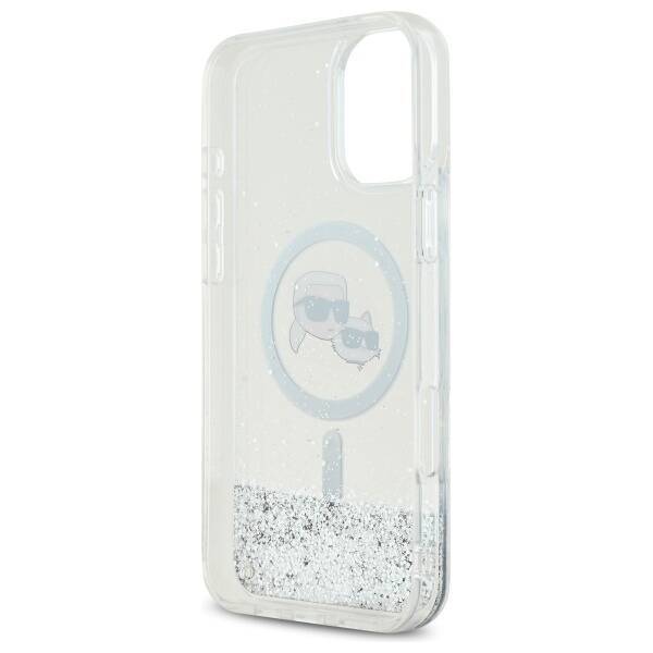 Karl Lagerfeld KLHMP16SLGKCSGH iPhone 16 6.1" hardcase transparent Liquid Glitter Karl&Choupette Head Magsafe