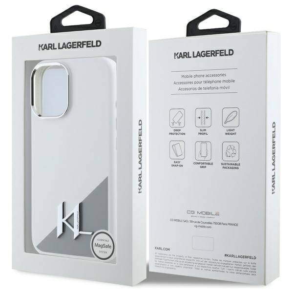 Karl Lagerfeld KLHMP16SSCMKMPCH iPhone    16 6,1" biały/white hardcase Silicone Initial Metal Logo MagSafe