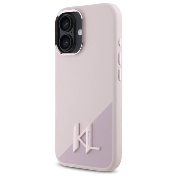 Karl Lagerfeld KLHMP16SSCMKMPCP iPhone    16 6.1" różowy/pink hardcase Silicone Shadow Metal Initial MagSafe