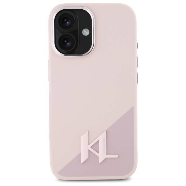 Karl Lagerfeld KLHMP16SSCMKMPCP iPhone    16 6.1" różowy/pink hardcase Silicone Shadow Metal Initial MagSafe