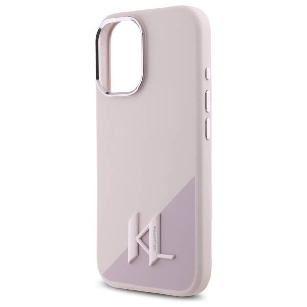 Karl Lagerfeld KLHMP16SSCMKMPCP iPhone    16 6.1" różowy/pink hardcase Silicone Shadow Metal Initial MagSafe