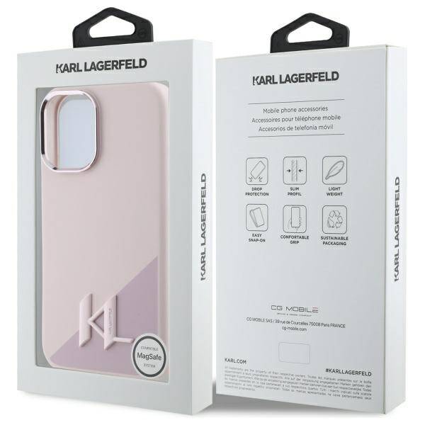 Karl Lagerfeld KLHMP16SSCMKMPCP iPhone    16 6.1" różowy/pink hardcase Silicone Shadow Metal Initial MagSafe