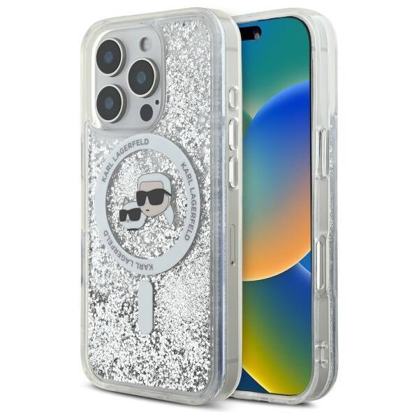 Karl Lagerfeld KLHMP16XLGKCSGH iPhone 16 Pro Max 6.9" hardcase transparent Liquid Glitter Karl&Choupette Head Magsafe