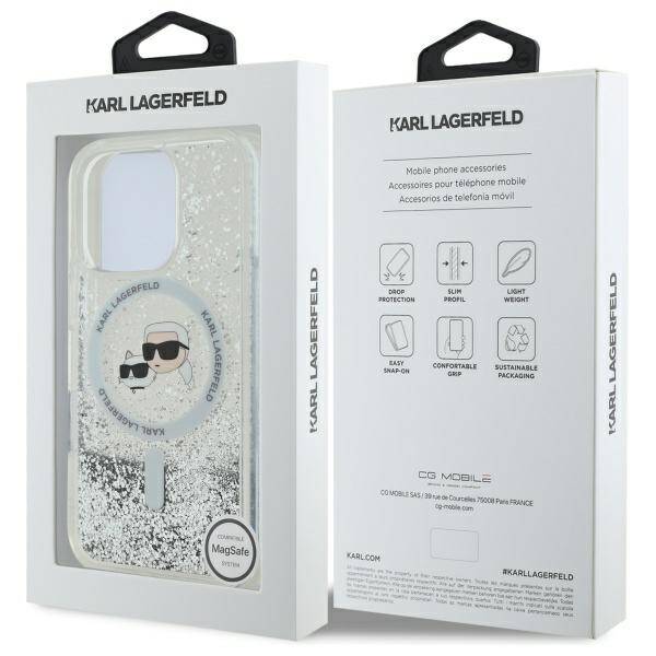 Karl Lagerfeld KLHMP16XLGKCSGH iPhone 16 Pro Max 6.9" hardcase transparent Liquid Glitter Karl&Choupette Head Magsafe