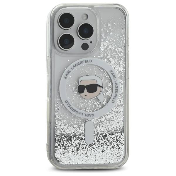 Karl Lagerfeld KLHMP16XLGKISGH iPhone 16 Pro Max 6.9" hardcase transparent Liquid Glitter Karl Head Magsafe