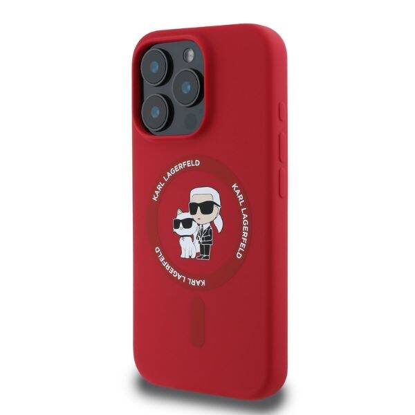 Karl Lagerfeld KLHMP16XSCMKCRHR iPhone 16 Pro Max czerwony/red HC MagSafe Silicone KC Heads Ring