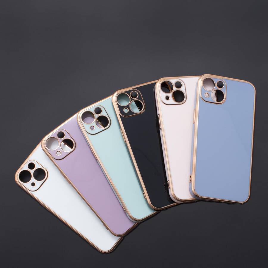 LIGHTING COLOR CASE FOR IPHONE 12 PRO MAX BLACK GEL COVER WITH GOLD FRAME