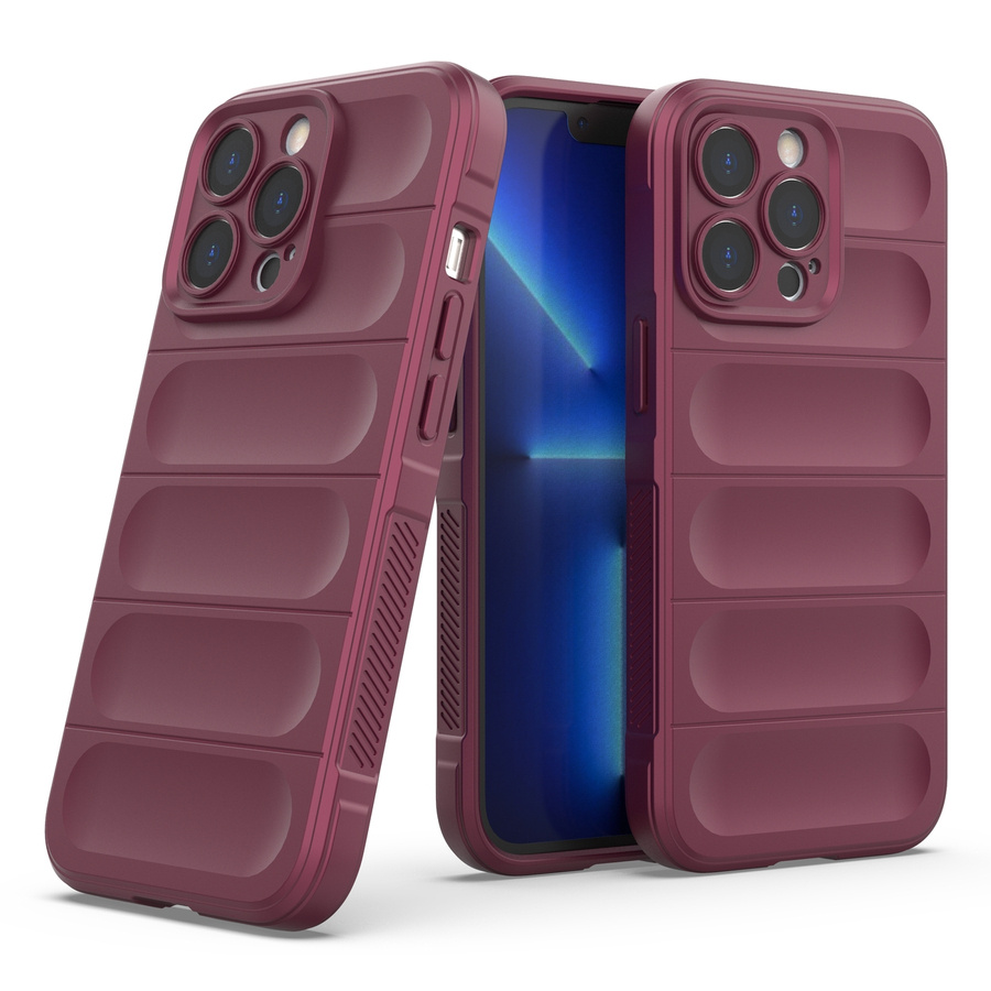 MAGIC SHIELD CASE CASE FOR IPHONE 13 PRO ELASTIC ARMORED SLEEVE BURGUNDY