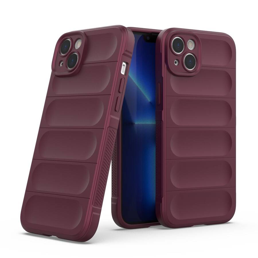 MAGIC SHIELD CASE CASE FOR IPHONE 14 PLUS ELASTIC ARMORED CASE IN BURGUNDY