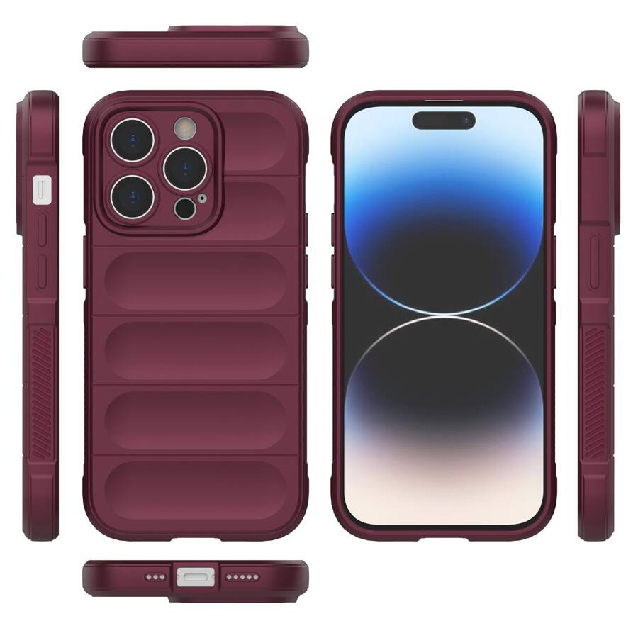 MAGIC SHIELD CASE CASE FOR IPHONE 14 PRO ELASTIC ARMORED COVER IN BURGUNDY