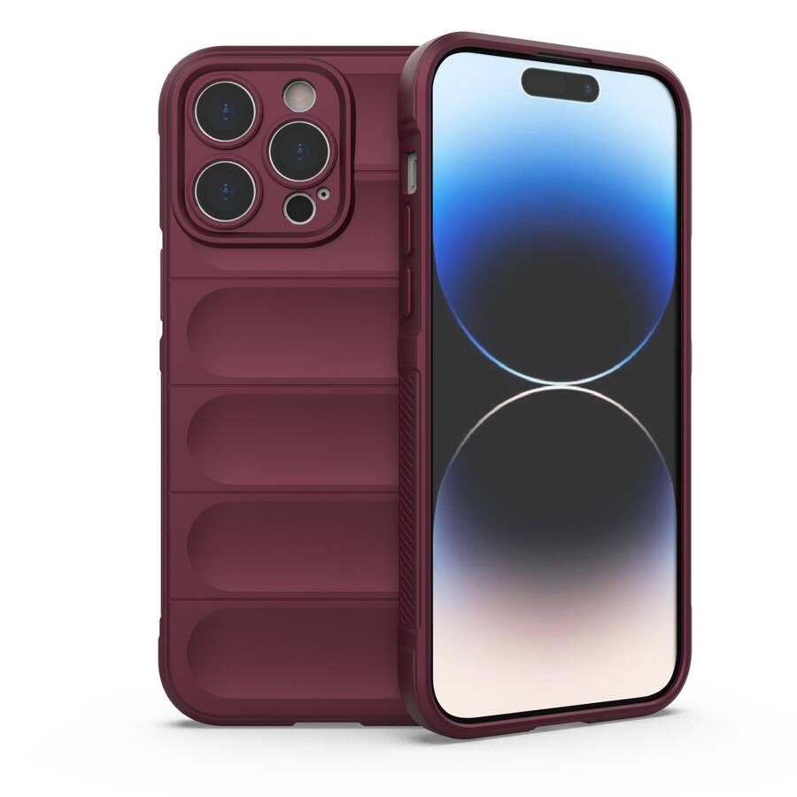 MAGIC SHIELD CASE CASE FOR IPHONE 14 PRO MAX ELASTIC ARMORED CASE IN BURGUNDY