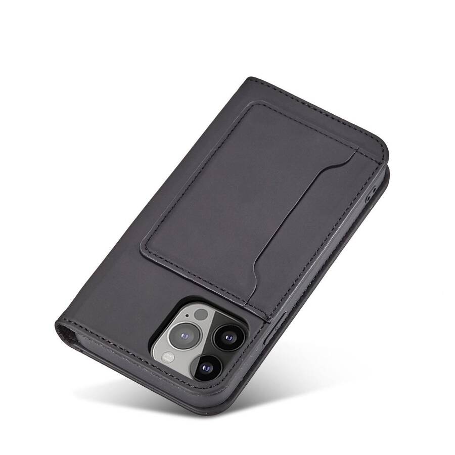 MAGNET CARD CASE CASE FOR IPHONE 14 FLIP COVER WALLET STAND BLACK