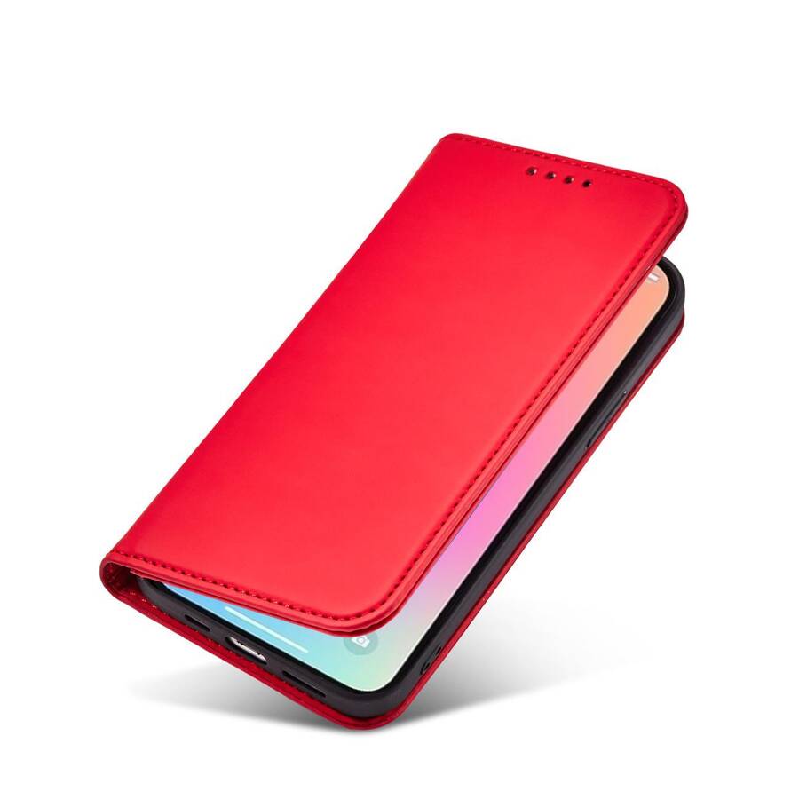 MAGNET CARD CASE CASE FOR IPHONE 14 FLIP COVER WALLET STAND RED