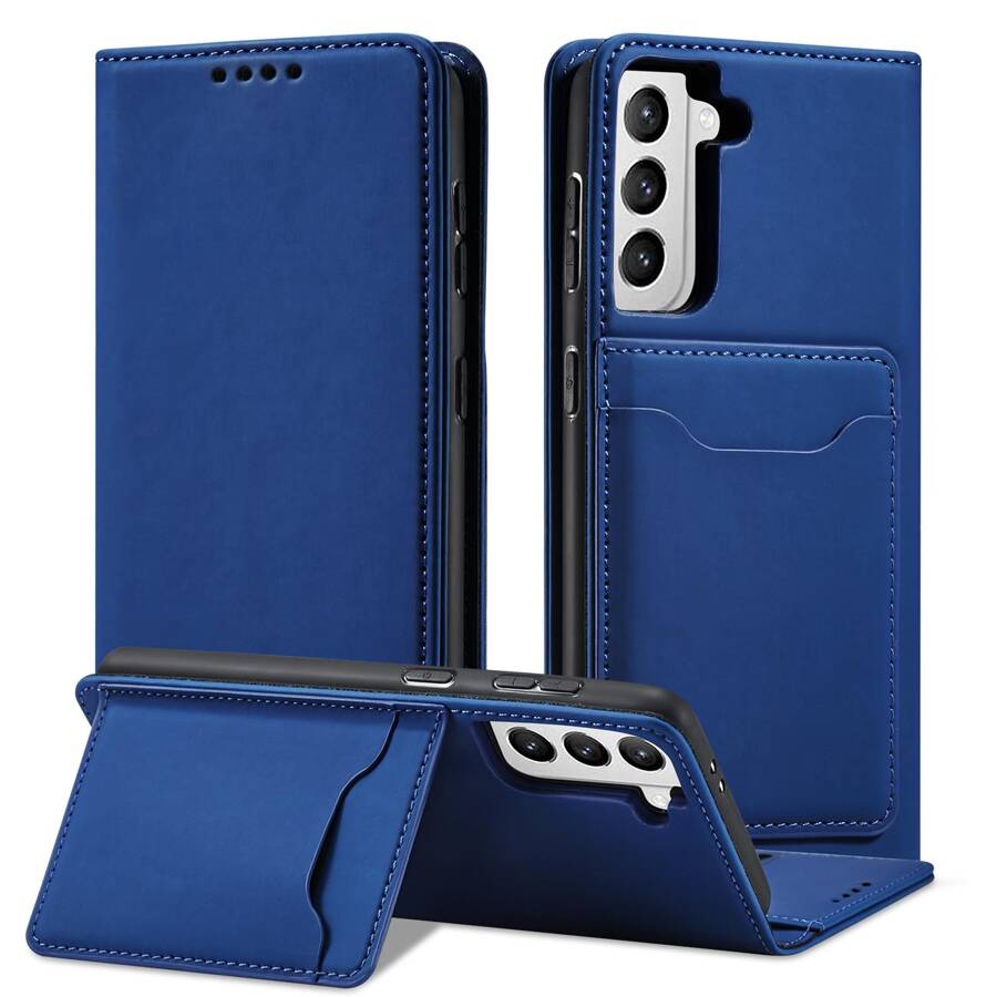 MAGNET CARD CASE CASE FOR SAMSUNG GALAXY S22 POUCH CARD WALLET CARD HOLDER BLUE