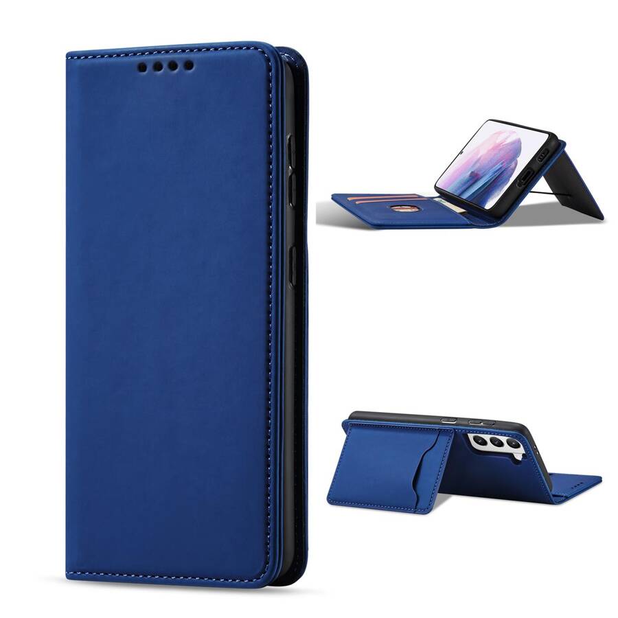 MAGNET CARD CASE CASE FOR SAMSUNG GALAXY S22 POUCH CARD WALLET CARD HOLDER BLUE