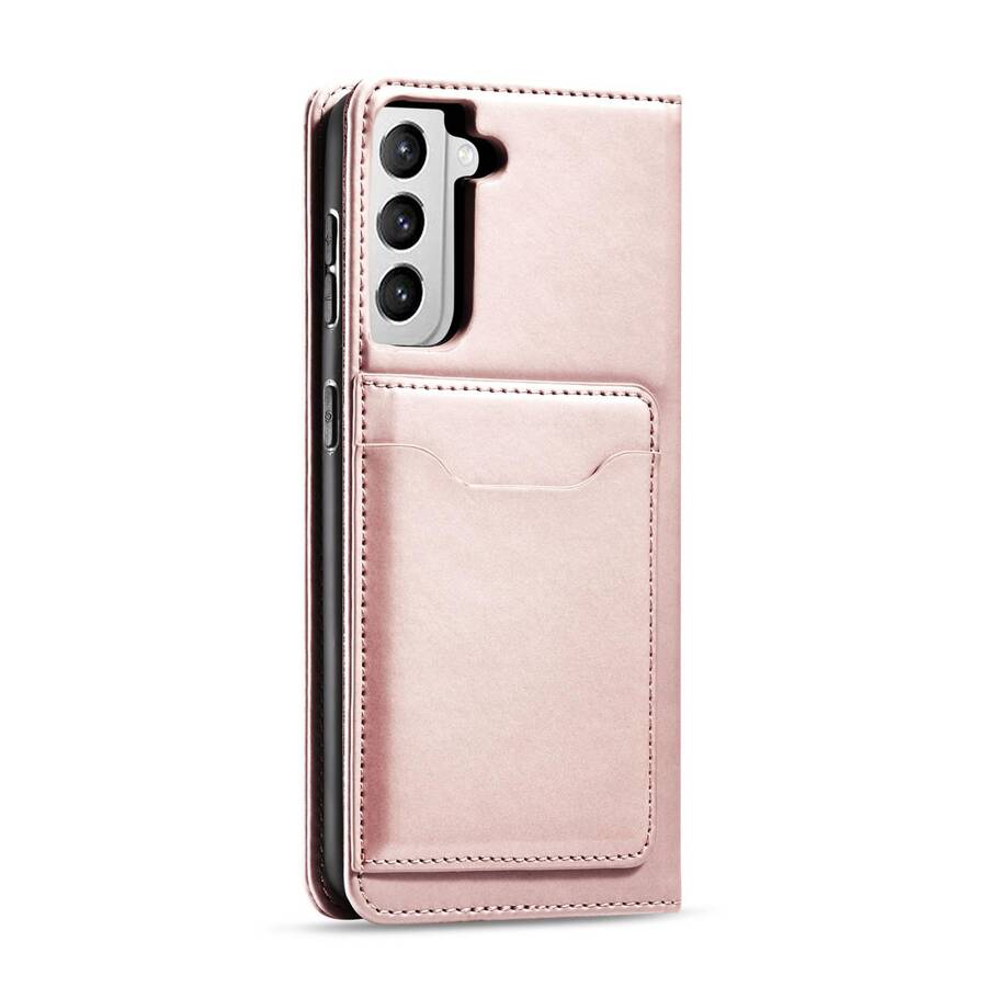 MAGNET CARD CASE CASE FOR SAMSUNG GALAXY S22 POUCH CARD WALLET CARD STAND PINK