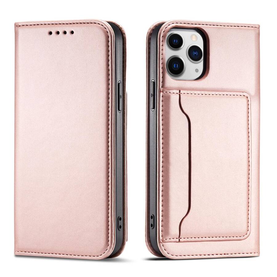 MAGNET CARD CASE CASE FOR SAMSUNG GALAXY S22 ULTRA COVER CARD WALLET CARD STAND PINK