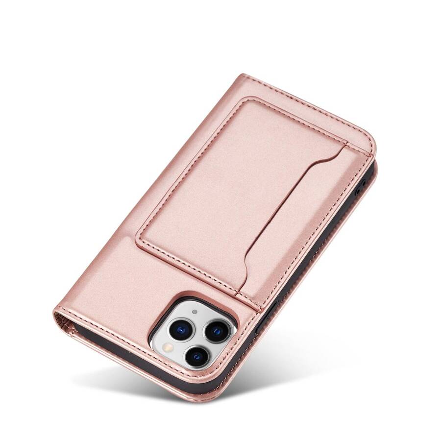 MAGNET CARD CASE CASE FOR SAMSUNG GALAXY S22 ULTRA COVER CARD WALLET CARD STAND PINK