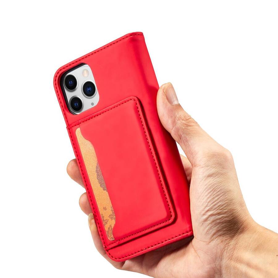 MAGNET CARD CASE FOR IPHONE 12 COVER CARD WALLET CARD STAND RED