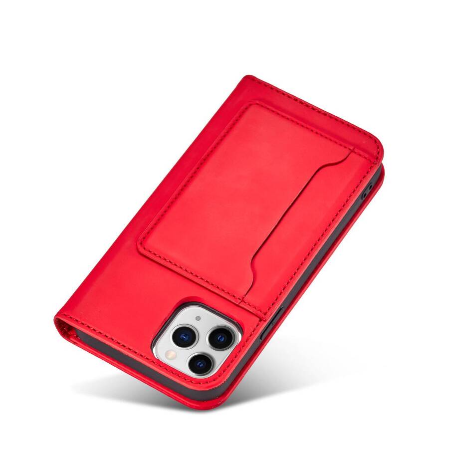 MAGNET CARD CASE FOR IPHONE 12 COVER CARD WALLET CARD STAND RED