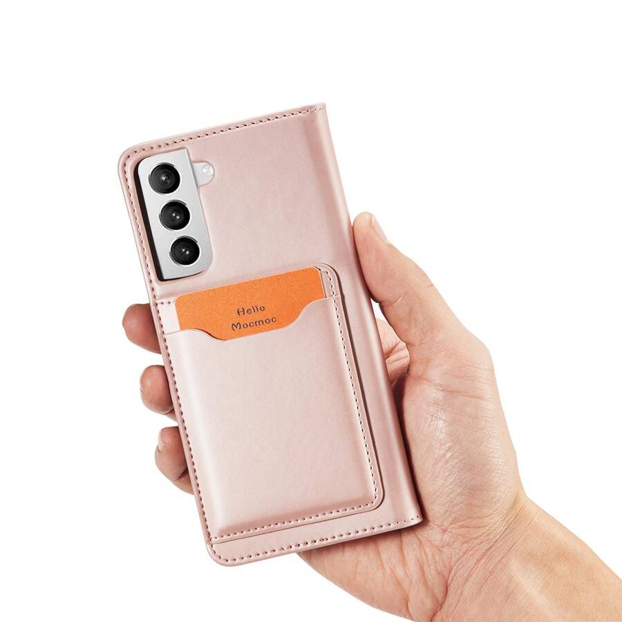 MAGNET CARD CASE FOR SAMSUNG GALAXY S22 + (S22 PLUS) POUCH WALLET CARD HOLDER PINK