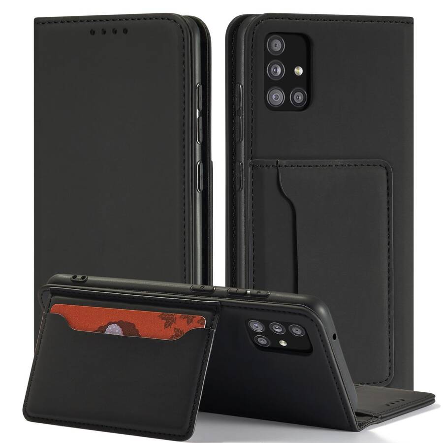 MAGNET CARD CASE FOR XIAOMI REDMI NOTE 11 PRO POUCH WALLET CARD HOLDER BLACK