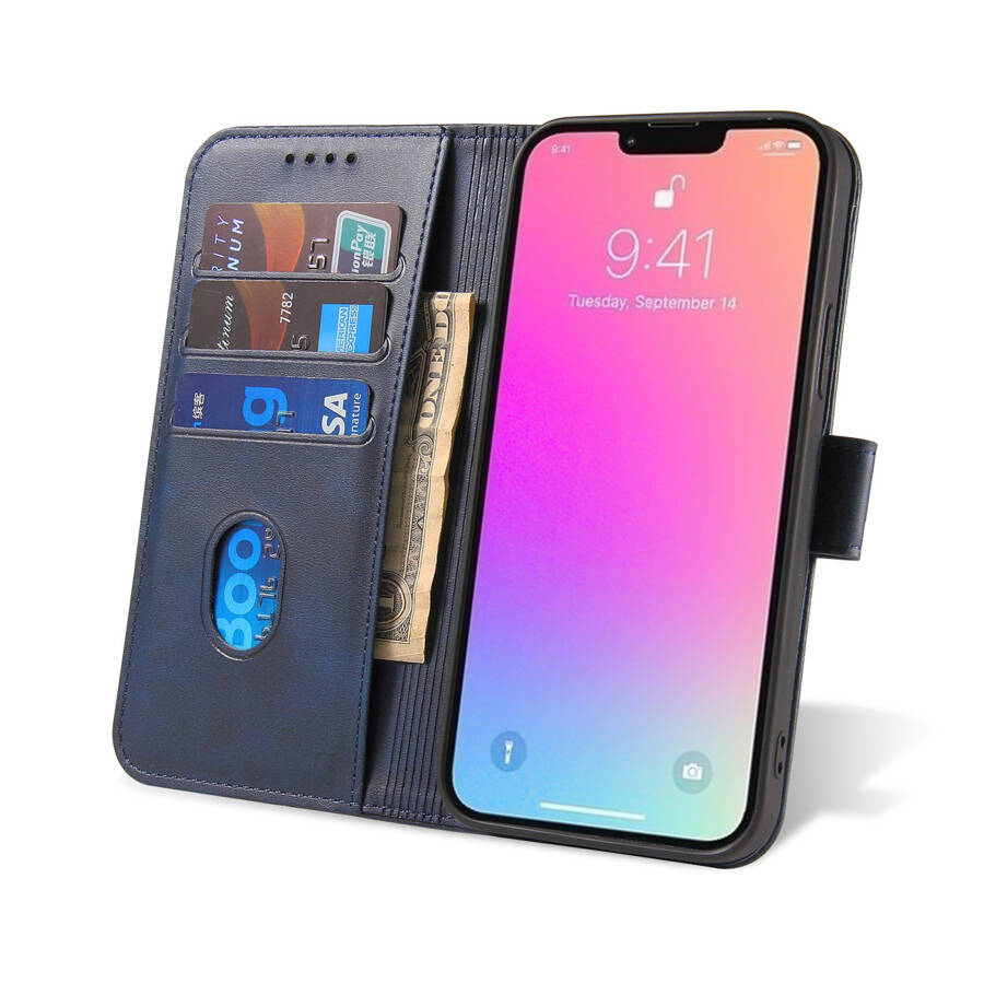 MAGNET CASE ELEGANT BOOKCASE TYPE CASE WITH KICKSTAND FOR IPHONE 13 PRO MAX BLUE