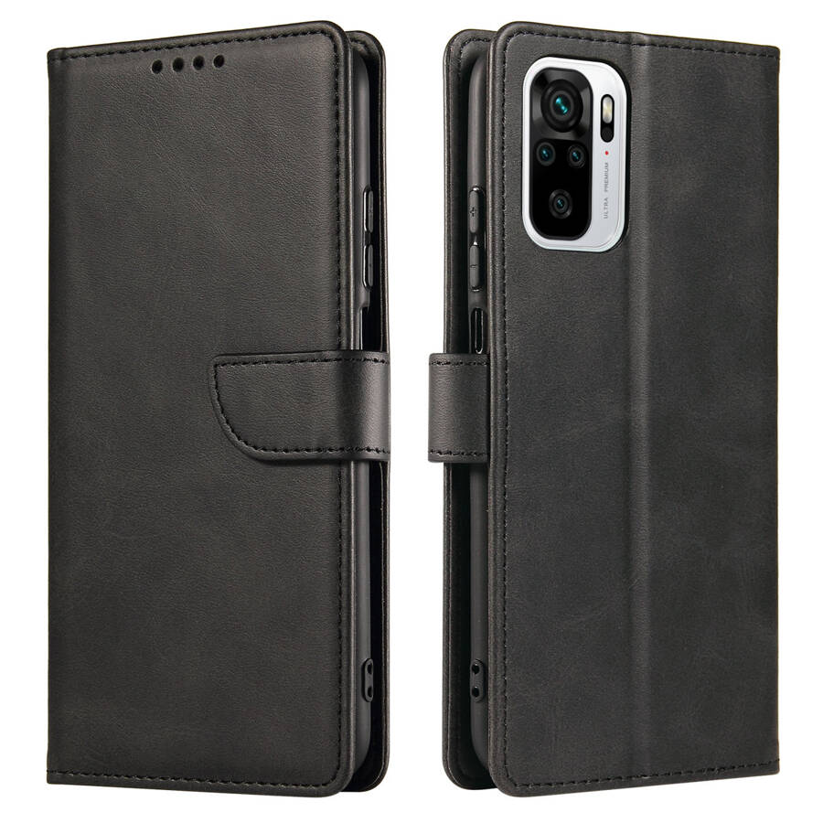 MAGNET CASE ELEGANT BOOKCASE TYPE CASE WITH KICKSTAND FOR XIAOMI REDMI NOTE 10 5G / POCO M3 PRO BLACK