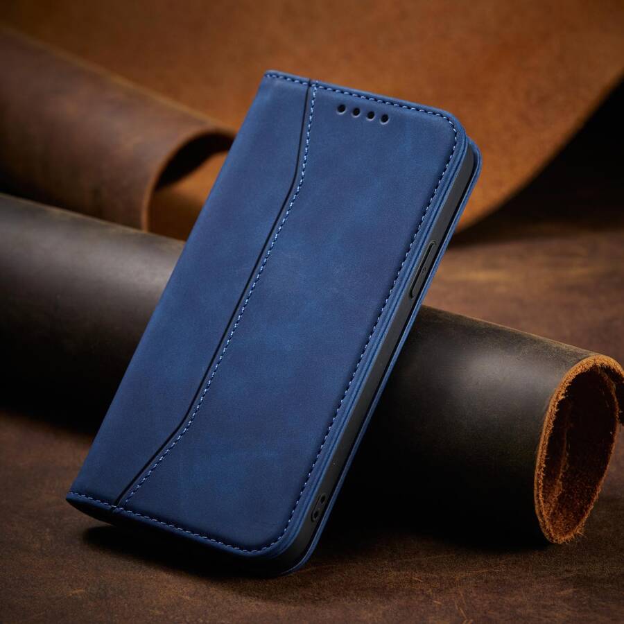 MAGNET FANCY CASE CASE FOR IPHONE 12 PRO COVER CARD WALLET CARD STAND BLUE