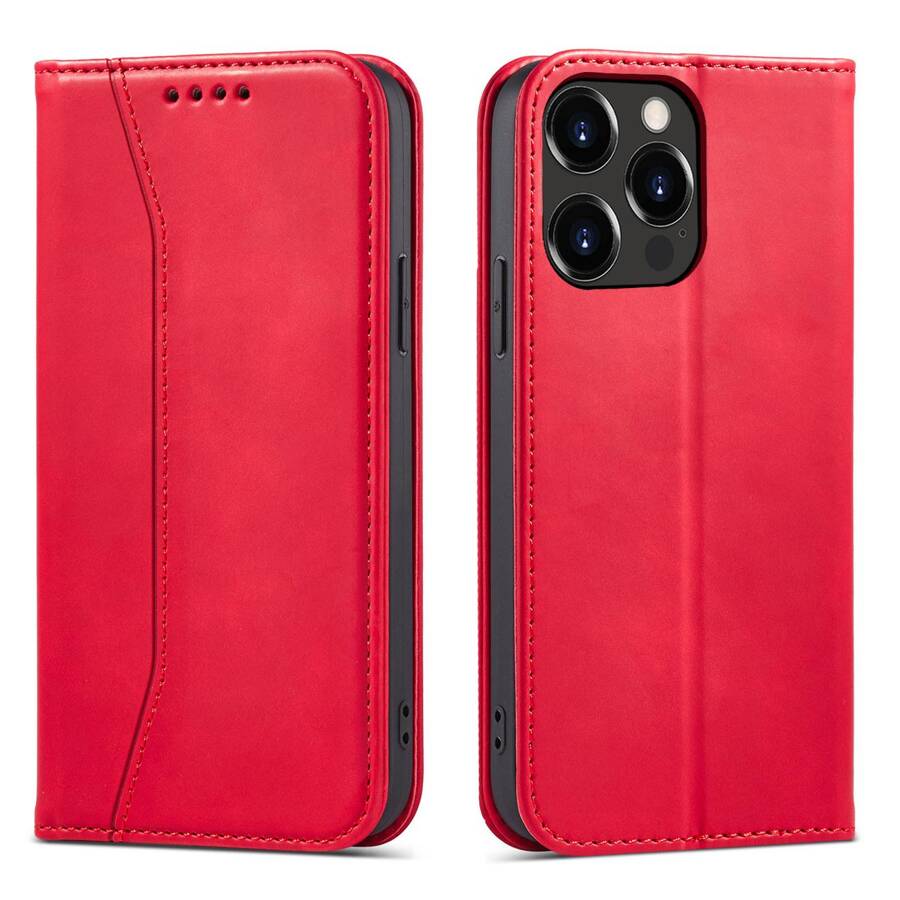 MAGNET FANCY CASE CASE FOR IPHONE 13 PRO MAX POUCH WALLET CARD HOLDER RED