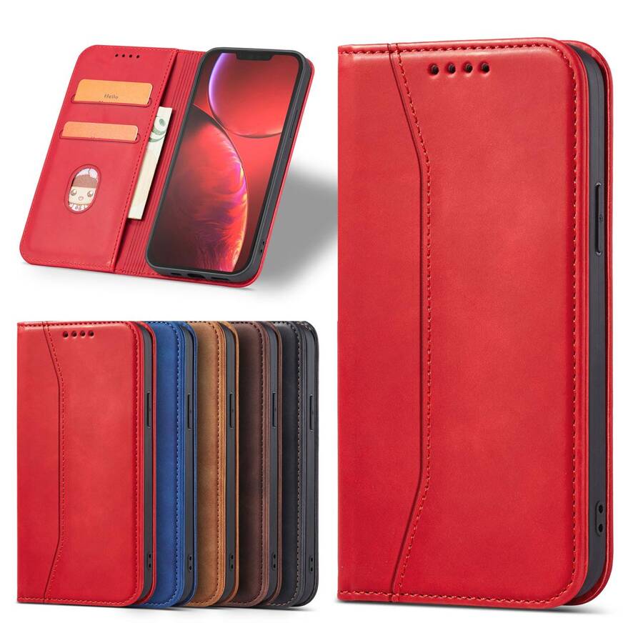 MAGNET FANCY CASE CASE FOR IPHONE 13 PRO MAX POUCH WALLET CARD HOLDER RED