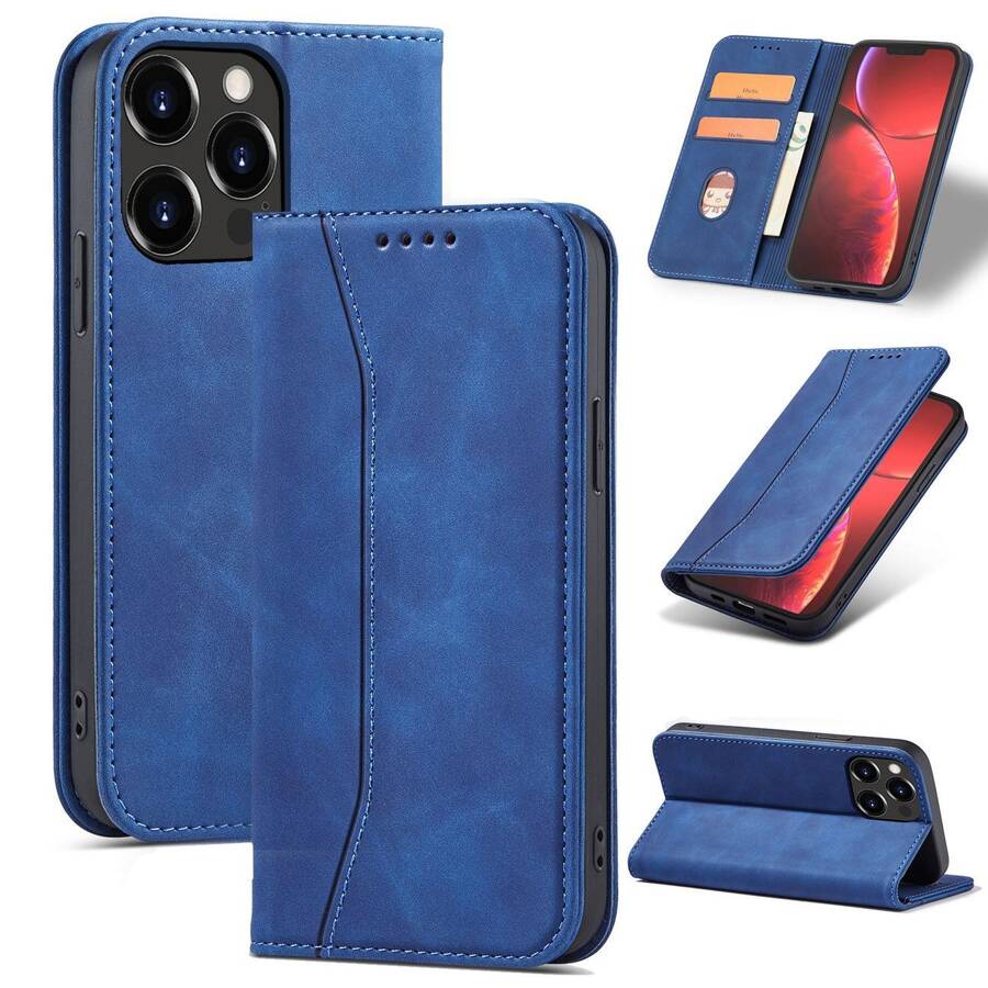 MAGNET FANCY CASE CASE FOR IPHONE 14 FLIP COVER WALLET STAND BLUE