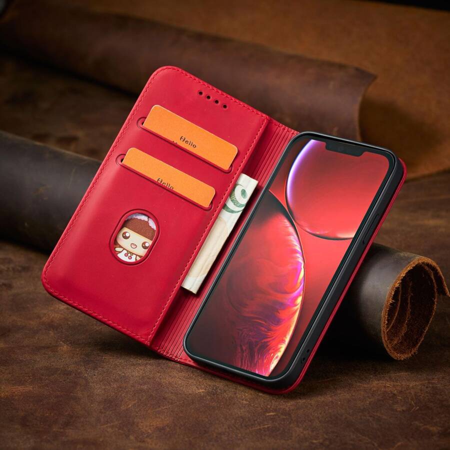 MAGNET FANCY CASE CASE FOR IPHONE 14 PLUS FLIP COVER WALLET STAND RED