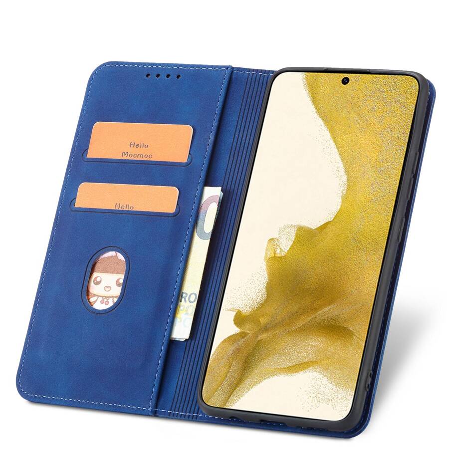 MAGNET FANCY CASE CASE FOR SAMSUNG GALAXY S22 + (S22 PLUS) POUCH WALLET CARD HOLDER BLUE